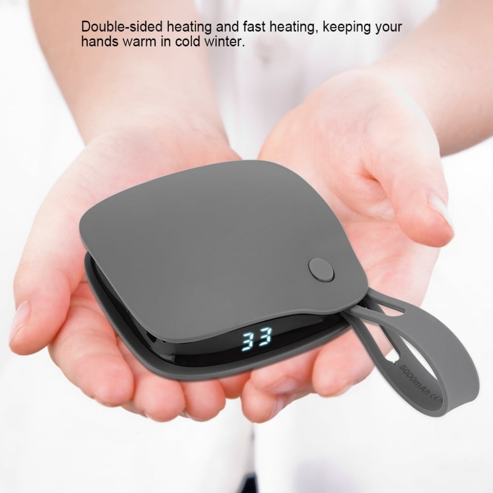 2-in-1 Hand Warmer & Power Bank 5000mAh – USB Rechargeable, Gray
